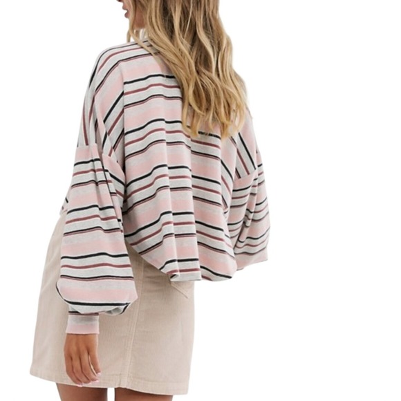 Free People Tops - FREE PEOPLE Women's Steph Stripe Mock Neck Shirt Neutral Combo Size Medium